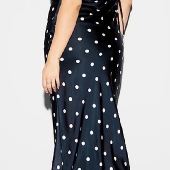 The Occasion by Old Navy‎ Satin Cowl Maxi Dress Navy Polka Dots NWOT - Picture 5 of 5
